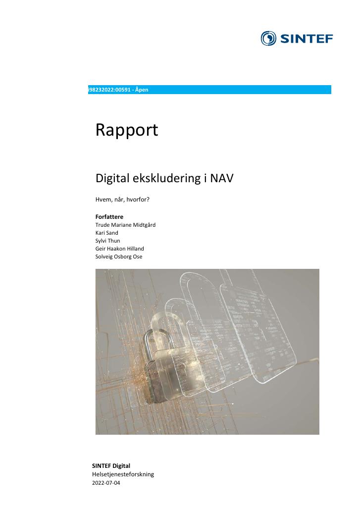 Forsiden av dokumentet Digital eksludering i NAV : hvem, når, hvorfor?