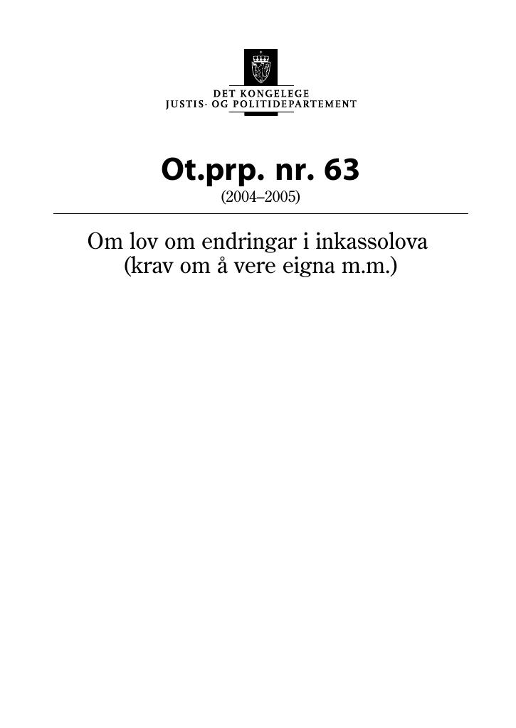 Forsiden av dokumentet Ot.prp. nr. 63 (2004-2005)