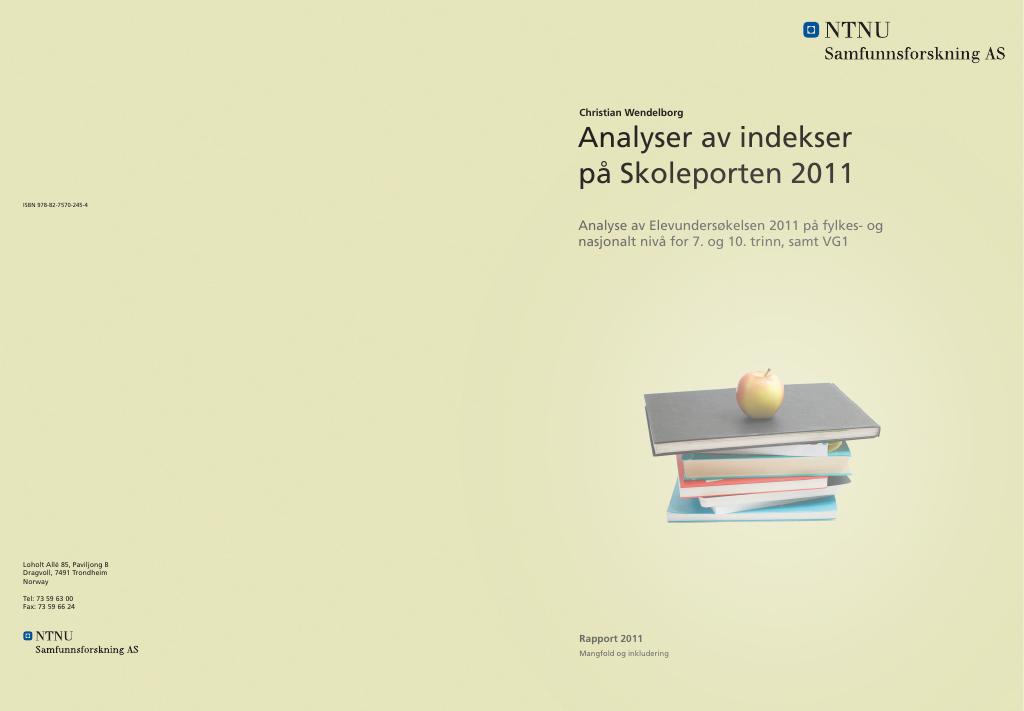 Forsiden av dokumentet Analyser av indekser på Skoleporten 2011