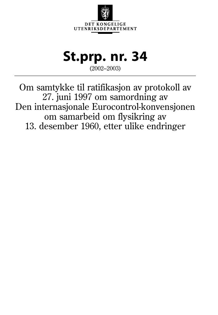 Forsiden av dokumentet St.prp. nr. 34 (2002-2003)