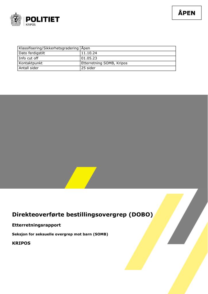 Forsiden av dokumentet Direkteoverførte bestillingsovergrep (DOBO)
