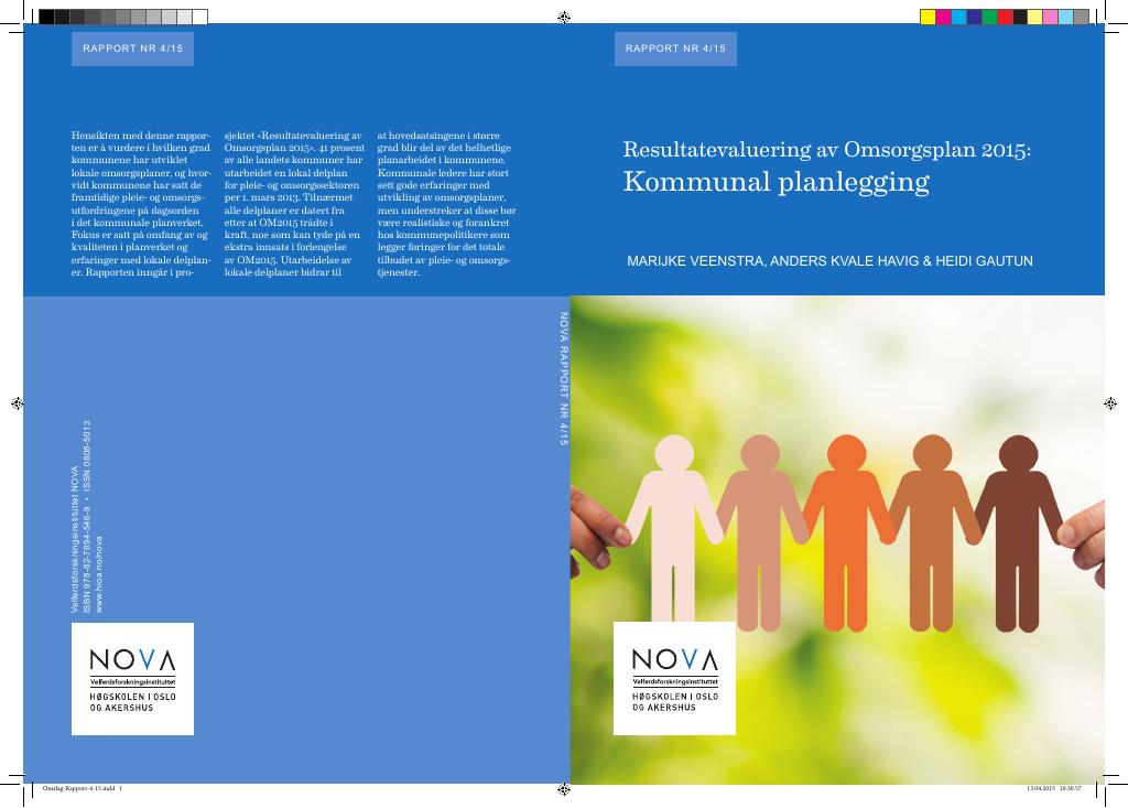 Forsiden av dokumentet Resultatevaluering av Omsorgsplan 2015