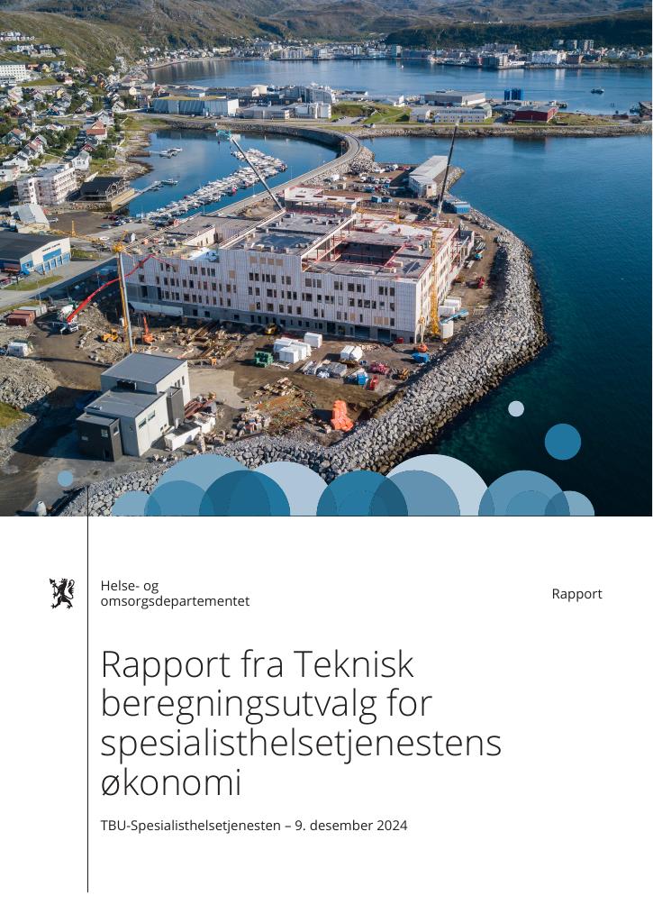 Forsiden av dokumentet Rapport fra Teknisk beregningsutvalg for spesialisthelsetjenestens økonomi