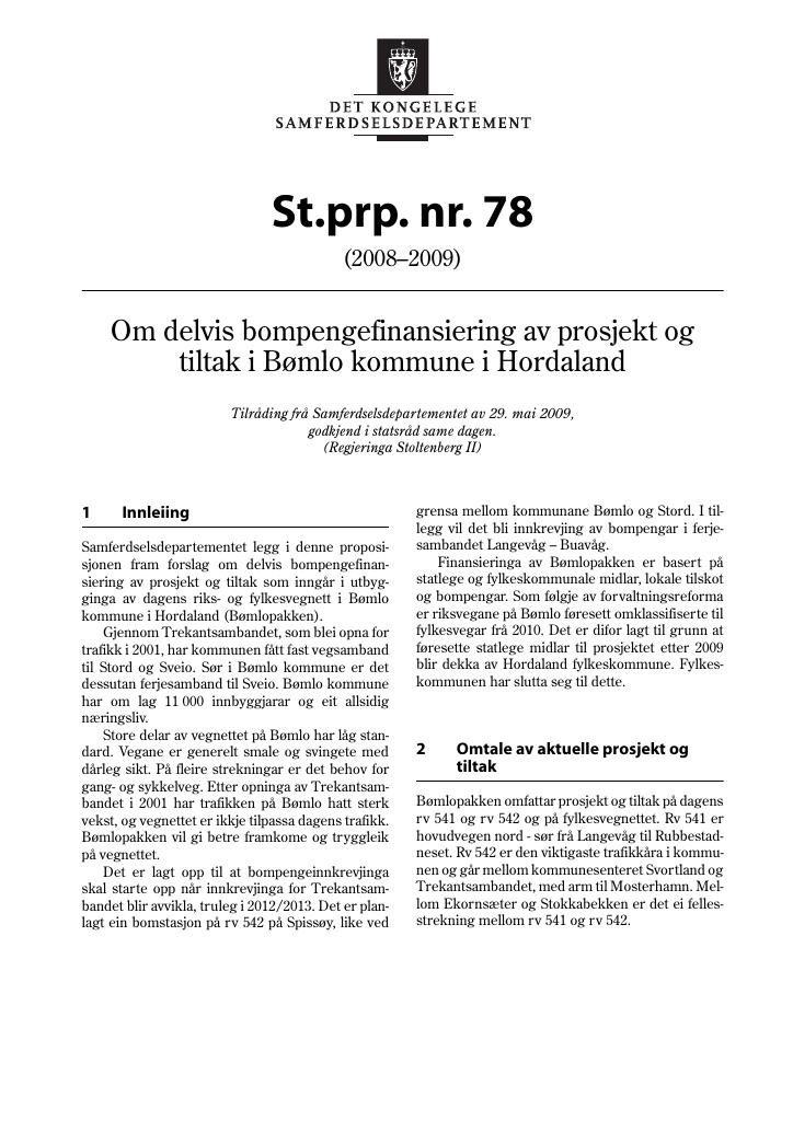 Forsiden av dokumentet St.prp. nr. 78 (2008-2009)