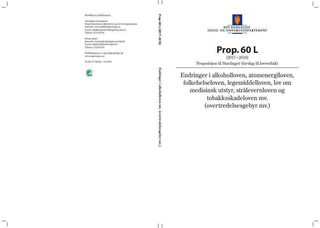 Forsiden av dokumentet Prop. 60 L (2017–2018)