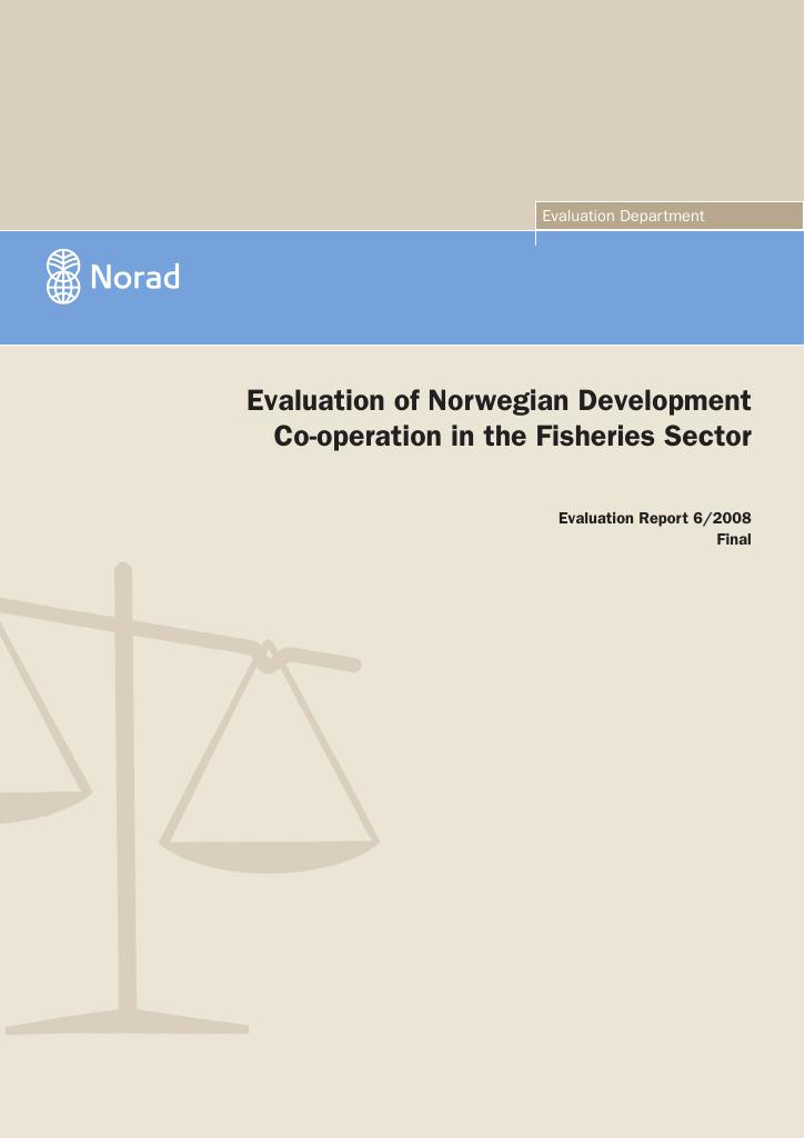 Forsiden av dokumentet Evaluation of Norwegian Development Co-operation in the Fisheries Sector