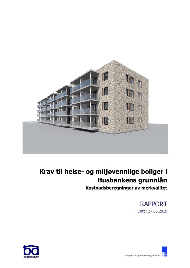 Forsiden av dokumentet Krav til helse- og miljøvennlige boliger i Husbankens grunnlån