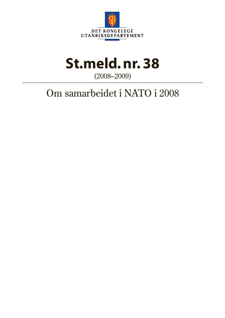 Forsiden av dokumentet St.meld. nr. 38 (2008-2009)