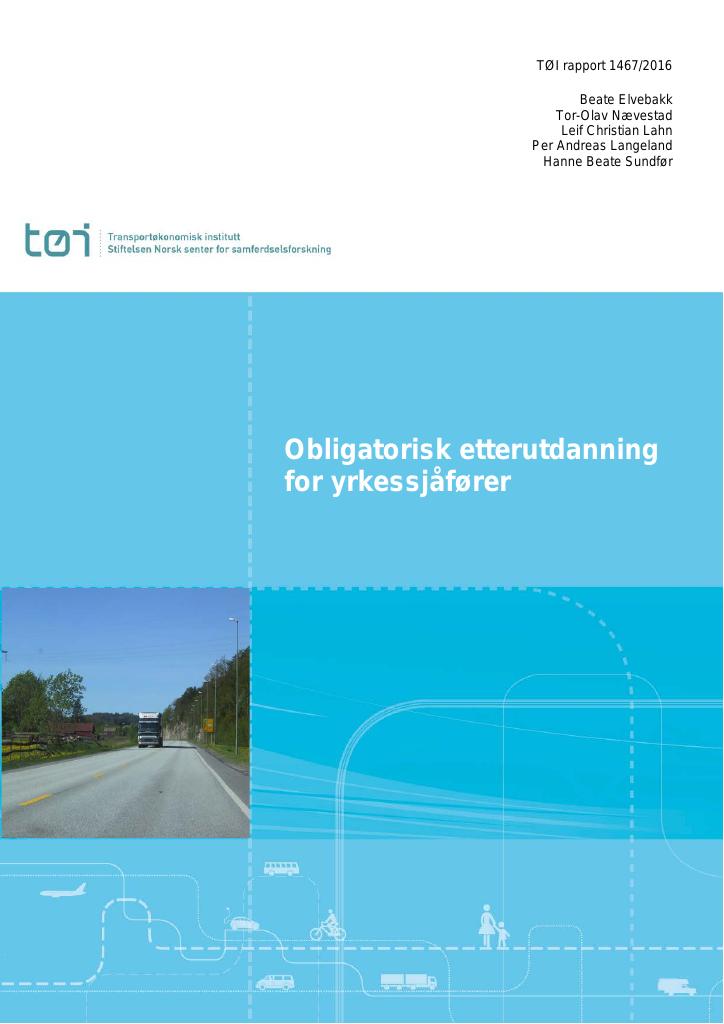 Forsiden av dokumentet Obligatorisk etterutdanning for yrkessjåfører