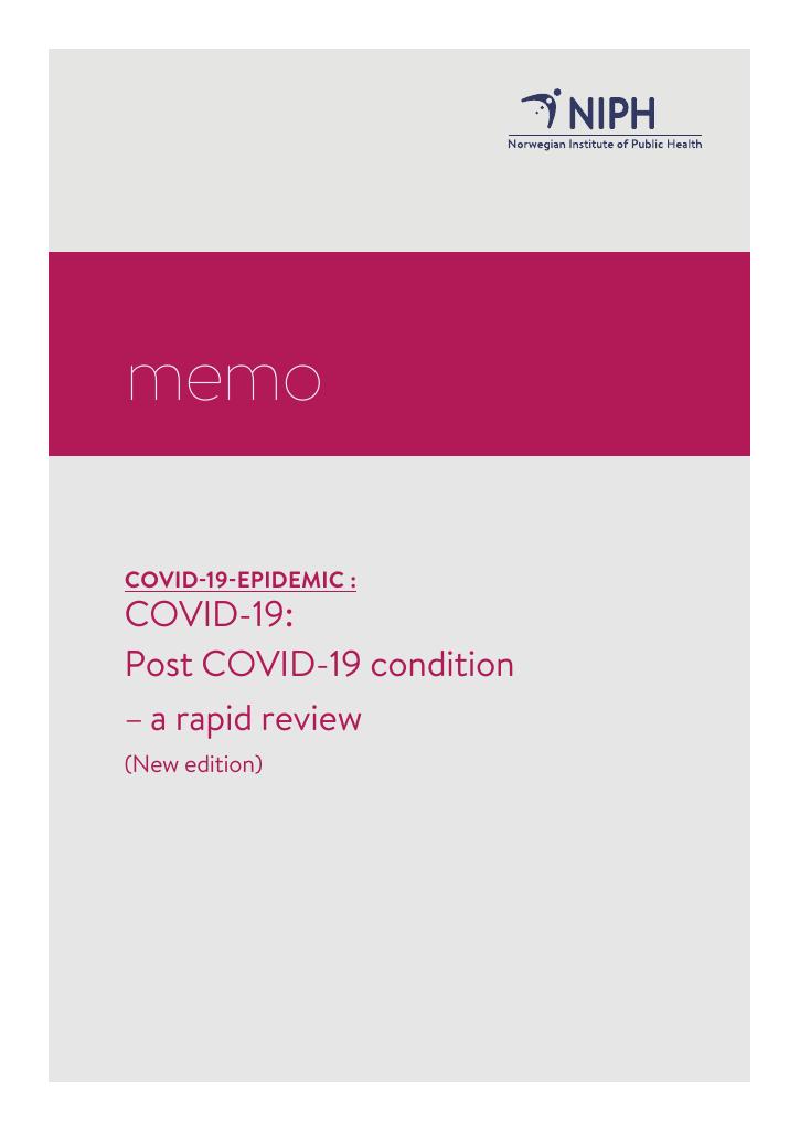 Forsiden av dokumentet COVID-19: Post COVID-19 condition – a rapid review