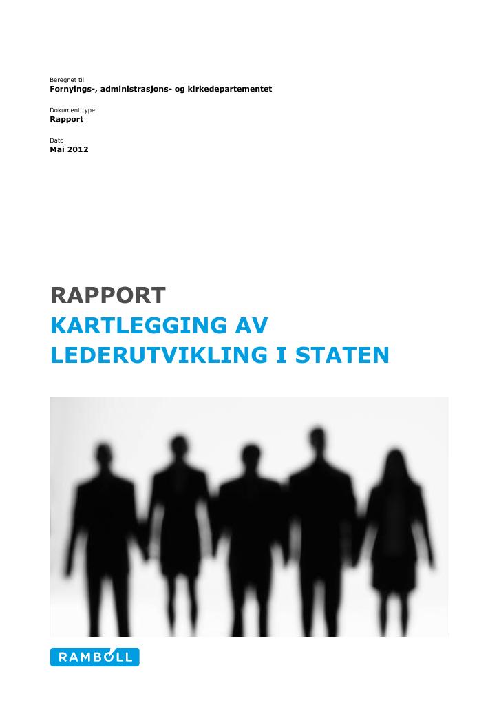 Forsiden av dokumentet Kartlegging av lederutvikling i staten