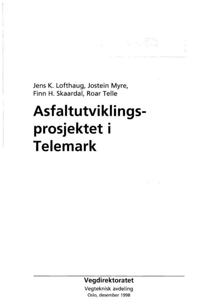 Forsiden av dokumentet Asfaltutviklingsprosjektet i Telemark