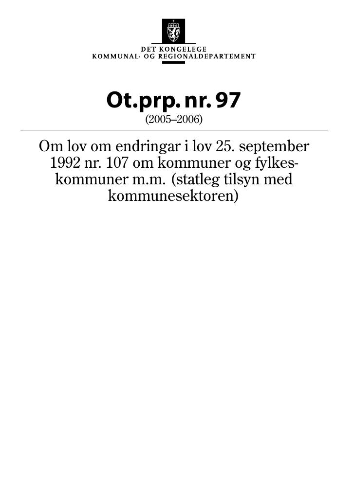 Forsiden av dokumentet Ot.prp. nr. 97 (2005-2006)