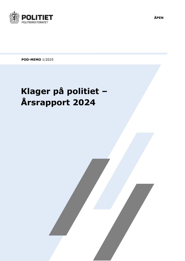 Forsiden av dokumentet Klager på politiet 2024