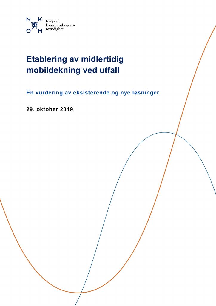 Forsiden av dokumentet Etablering av midlertidig mobildekning ved utfall