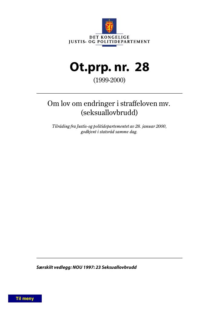 Forsiden av dokumentet Ot.prp. nr. 28 (1999-2000)