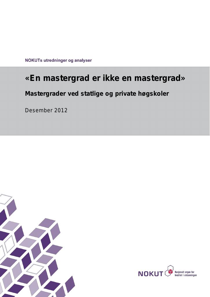 Forsiden av dokumentet «En mastergrad er ikke en mastergrad»