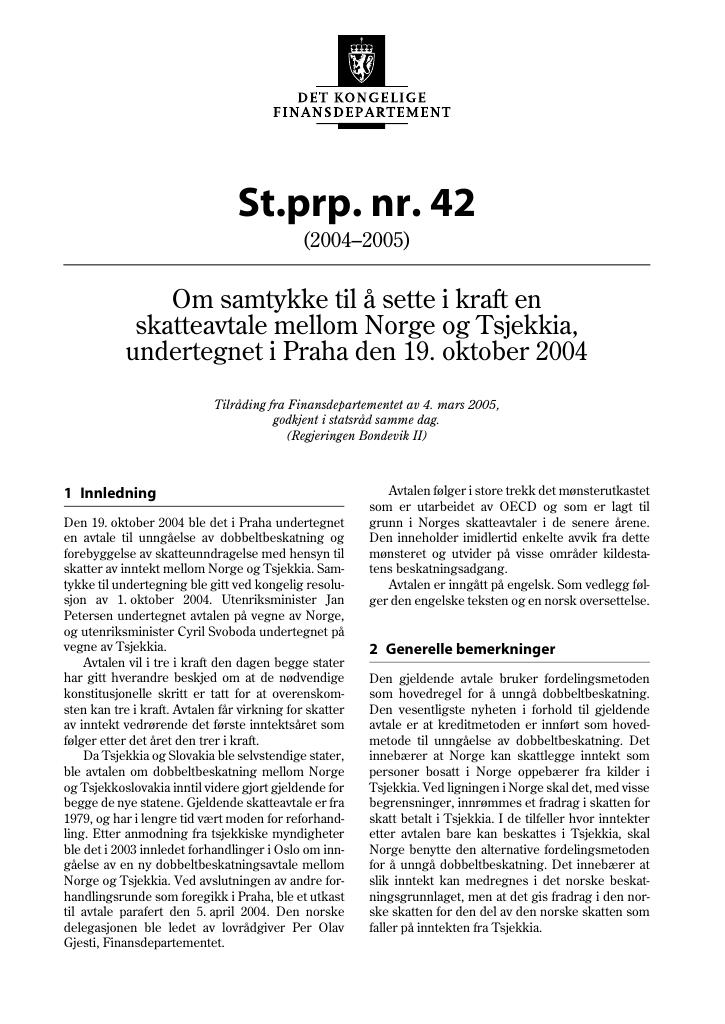Forsiden av dokumentet St.prp. nr. 42 (2004)