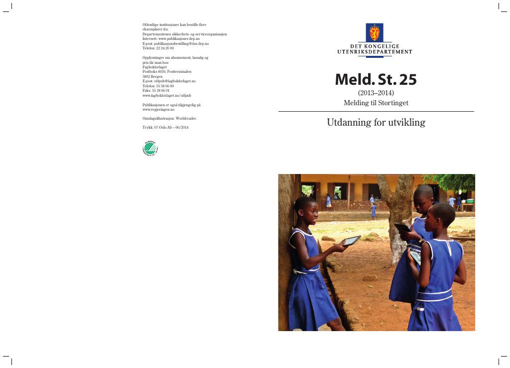Forsiden av dokumentet Meld. St. 25  (2013–2014)