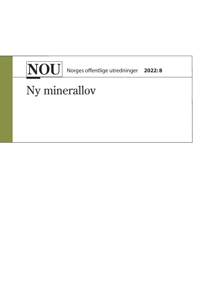 Forsiden av dokumentet NOU 2022: 8 - Ny minerallov
