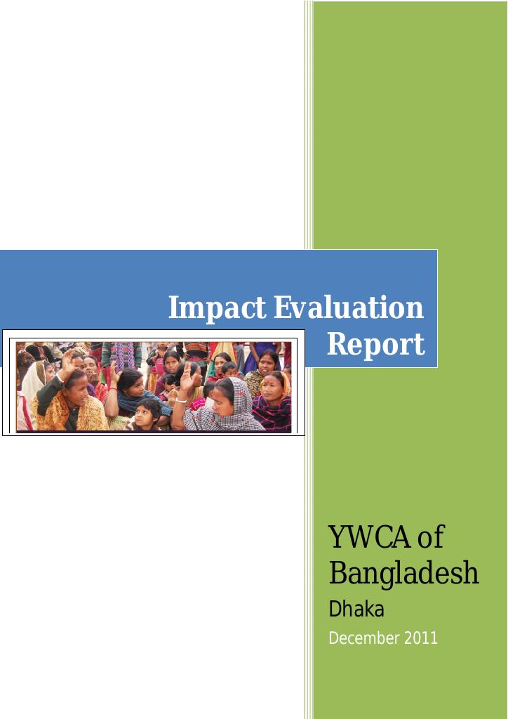 Forsiden av dokumentet Impact Evaluation Report: YWCA of Bangladesh