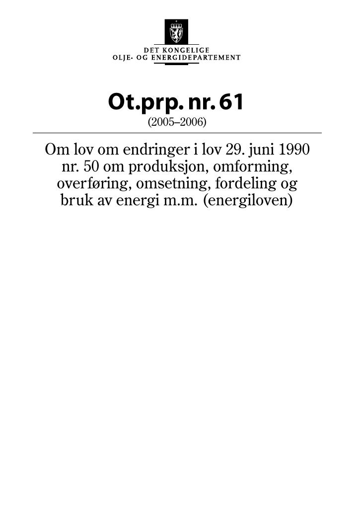 Forsiden av dokumentet Ot.prp. nr. 61 (2005-2006)