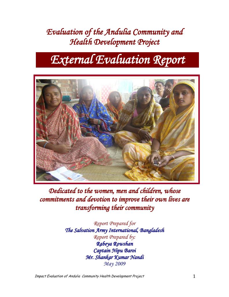 Forsiden av dokumentet Evaluation of the Andulia Community Health Development Project