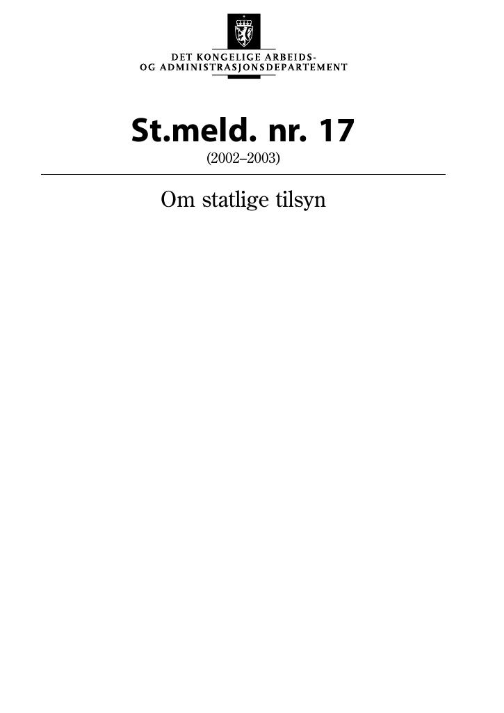 Forsiden av dokumentet St.meld. nr. 17 (2002-2003)