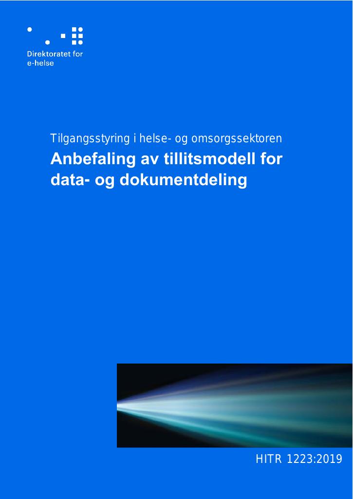 Forsiden av dokumentet Anbefaling av tillitsmodell for data- og dokumentdeling