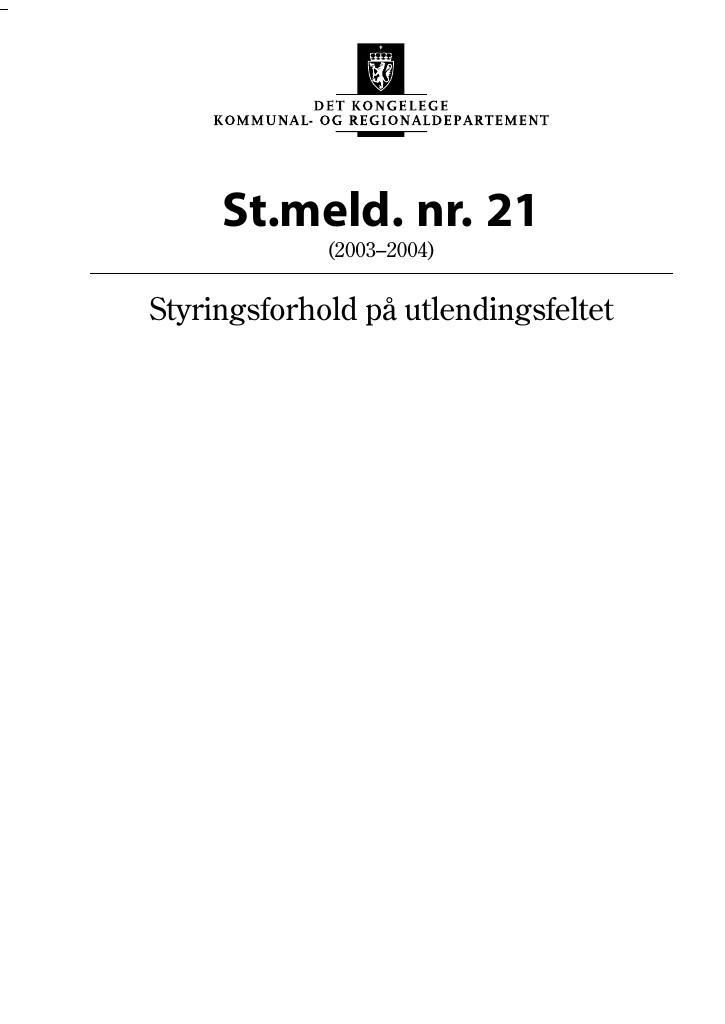 Forsiden av dokumentet St.meld. nr. 21 (2003-2004)