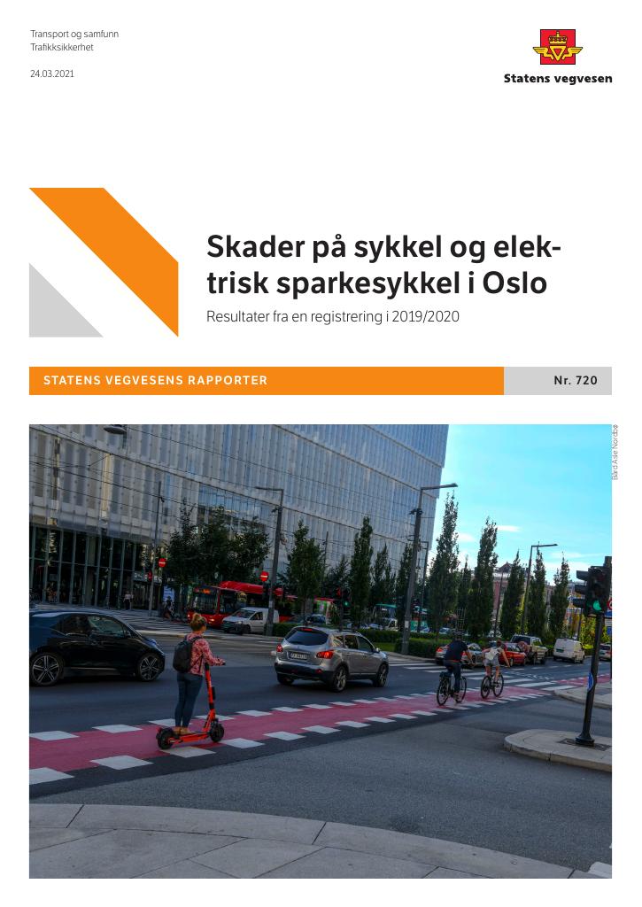 Forsiden av dokumentet Skader på sykkel og elektrisk sparkesykkel i Oslo
