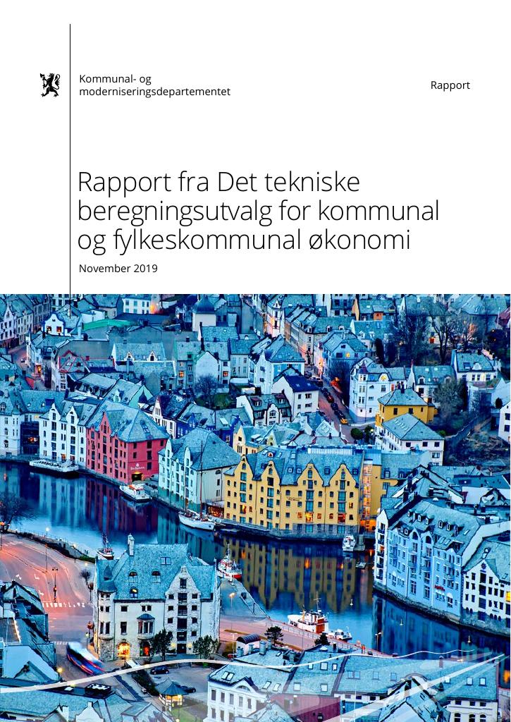 Forsiden av dokumentet Rapport fra Det tekniske beregningsutvalg for kommunal og fylkeskommunal økonomi