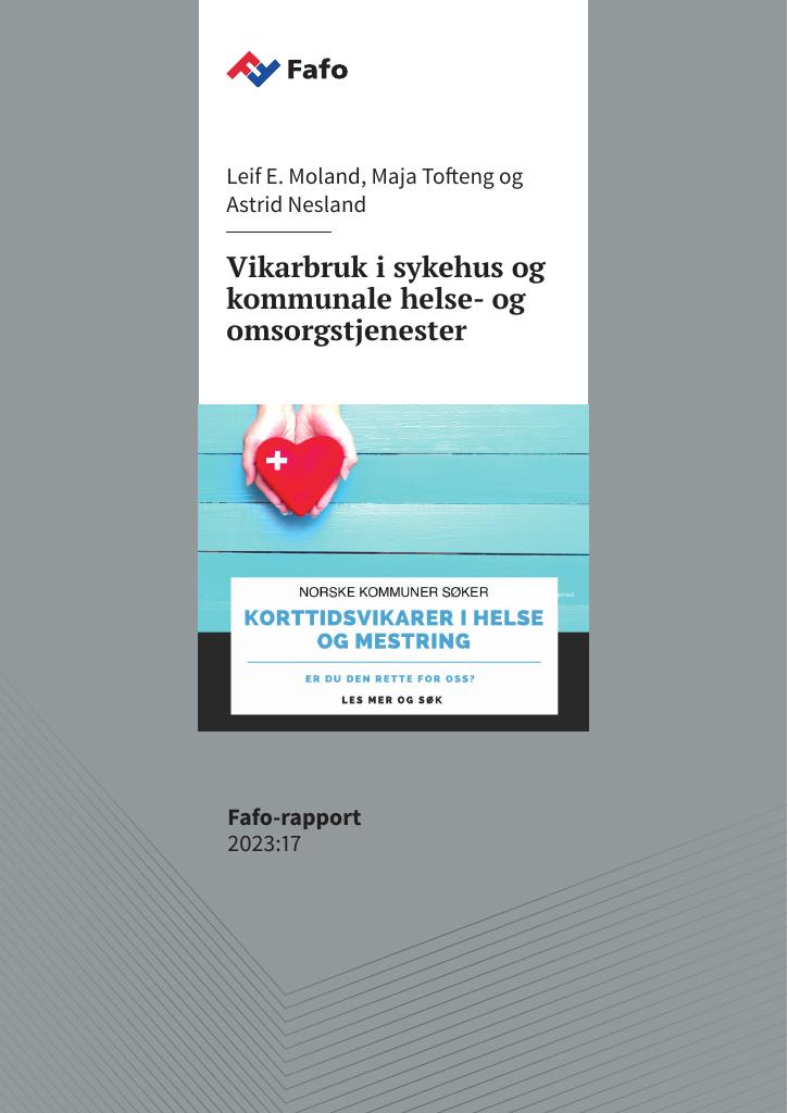 Forsiden av dokumentet Vikarbruk i sykehus og kommunale helse- og omsorgstjenester