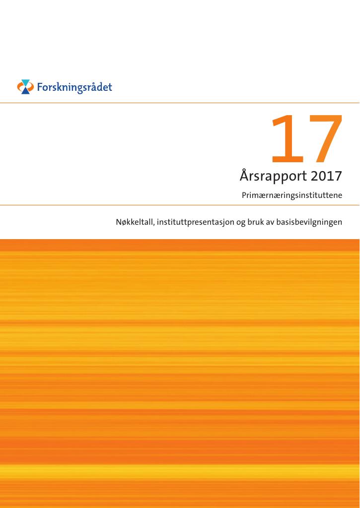 Forsiden av dokumentet Årsrapport Primærnæringsinstituttene 2017