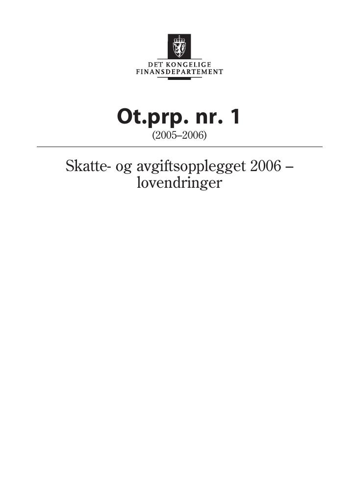 Forsiden av dokumentet Ot.prp. nr. 1 (2005-2006)