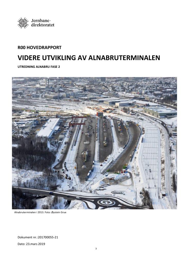 Forsiden av dokumentet Rapport om utvikling av Alnabru godsterminal