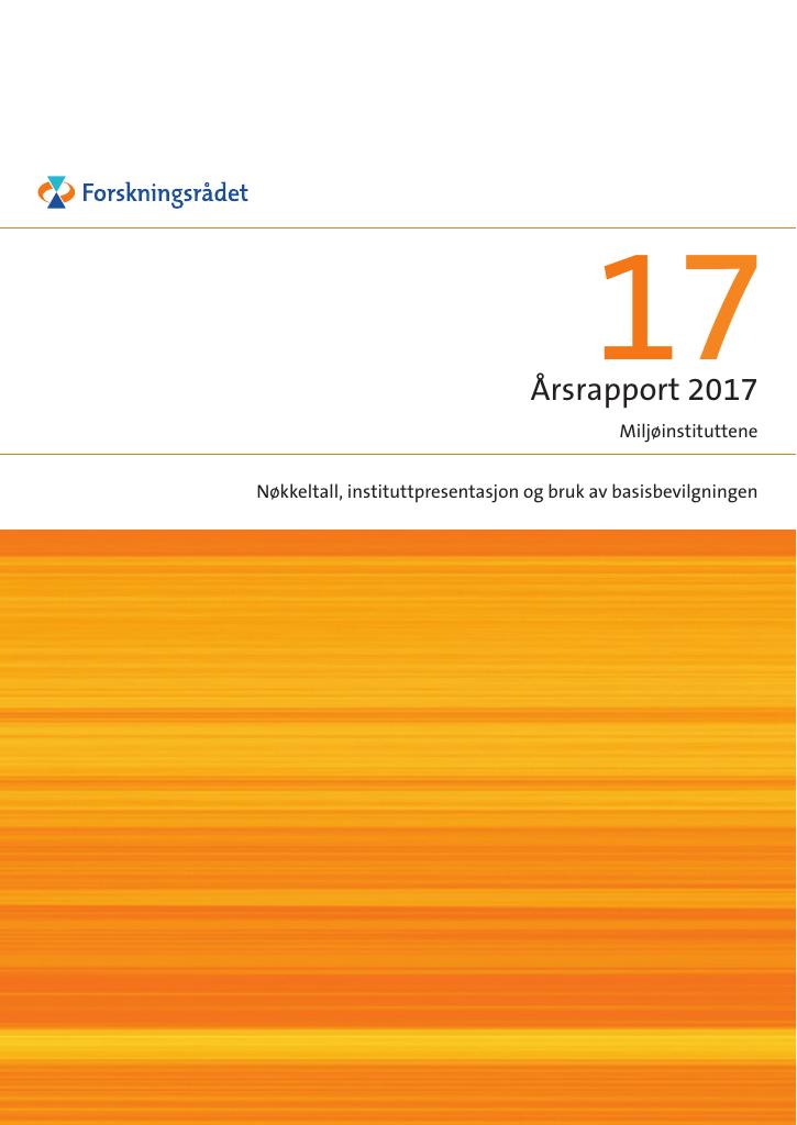 Forsiden av dokumentet Årsrapport Miljøinstituttene 2017