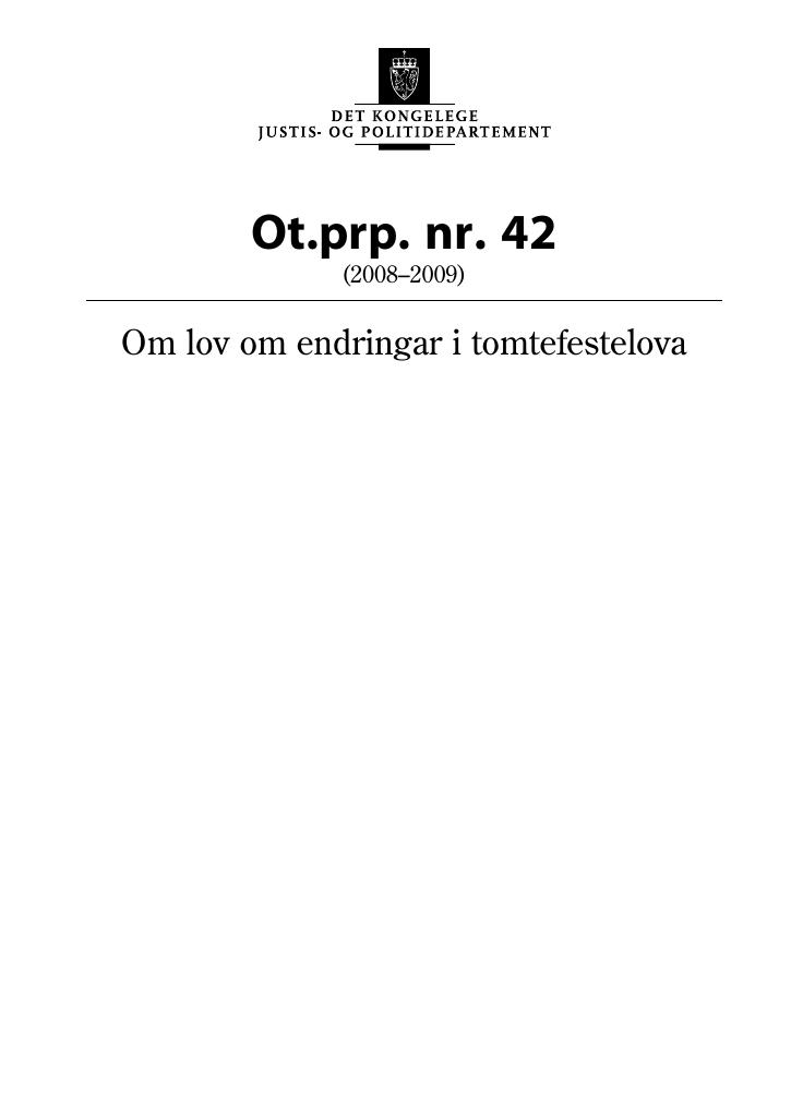 Forsiden av dokumentet Ot.prp. nr. 42 (2008-2009)