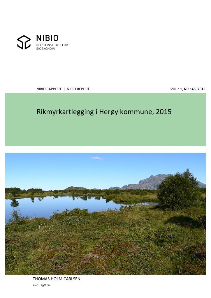 Forsiden av dokumentet Rikmyrkartlegging i Herøy kommune, 2015