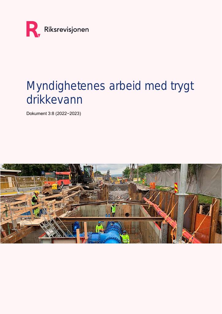 Forsiden av dokumentet Myndighetenes arbeid med trygt drikkevann