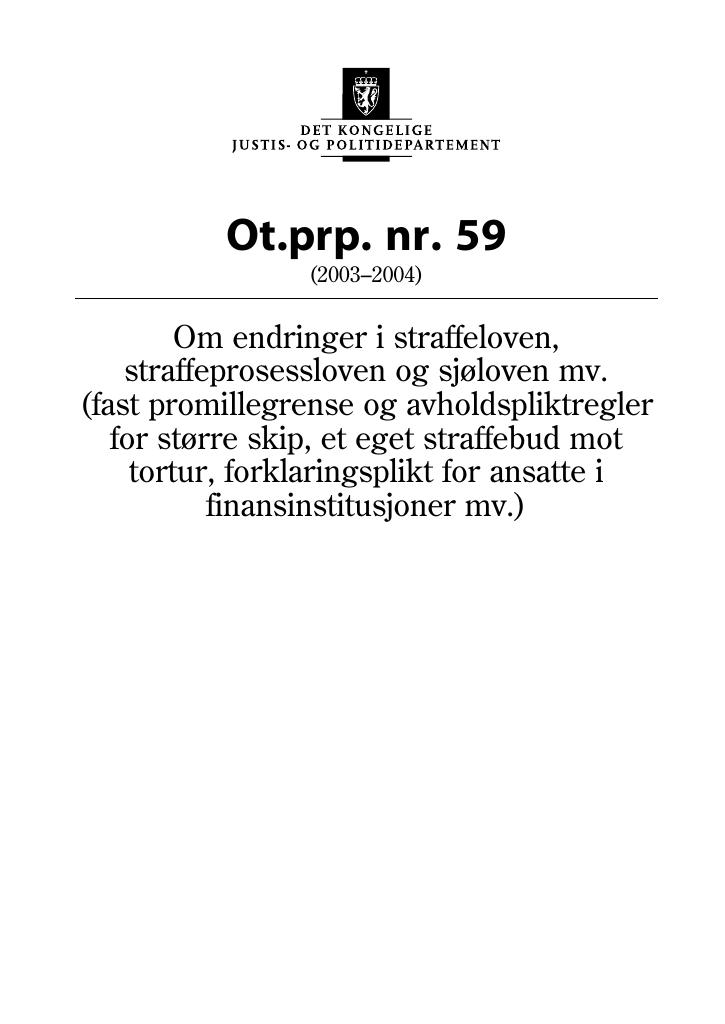 Forsiden av dokumentet Ot.prp. nr. 59 (2003-2004)