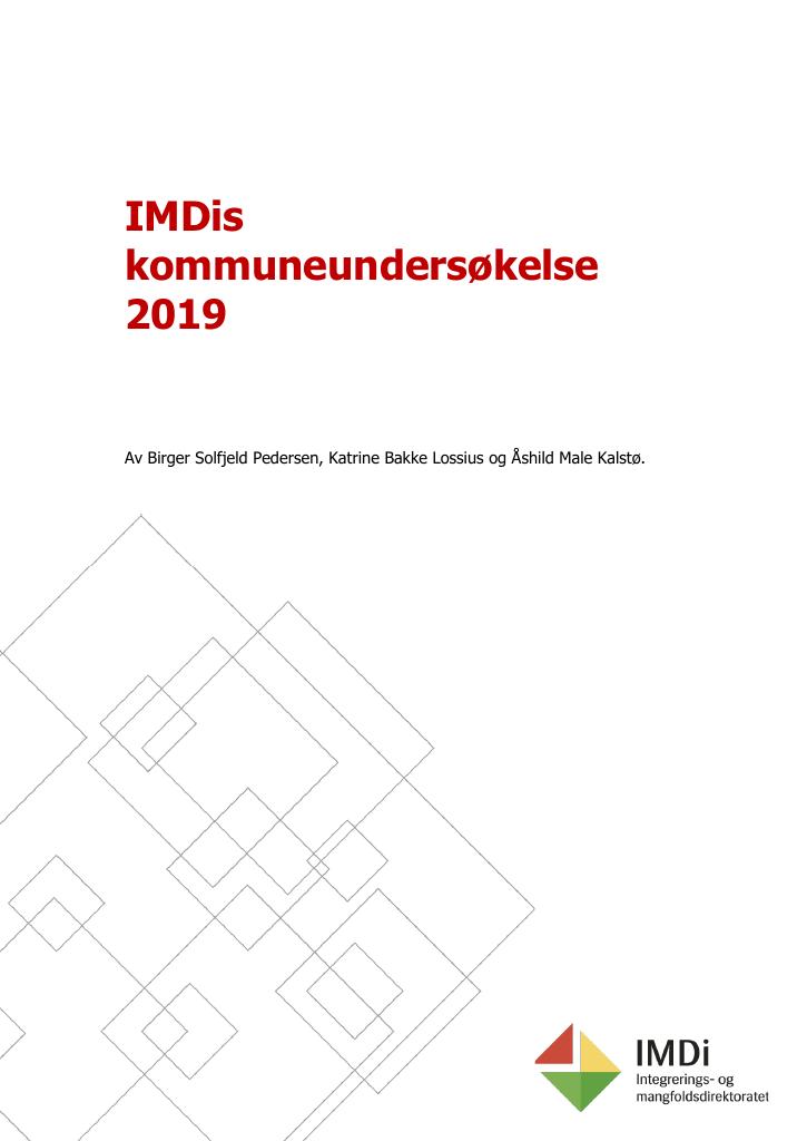 Forsiden av dokumentet IMDis kommuneundersøkelse 2019