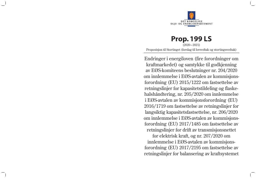 Forsiden av dokumentet Prop. 199 LS (2020–2021)