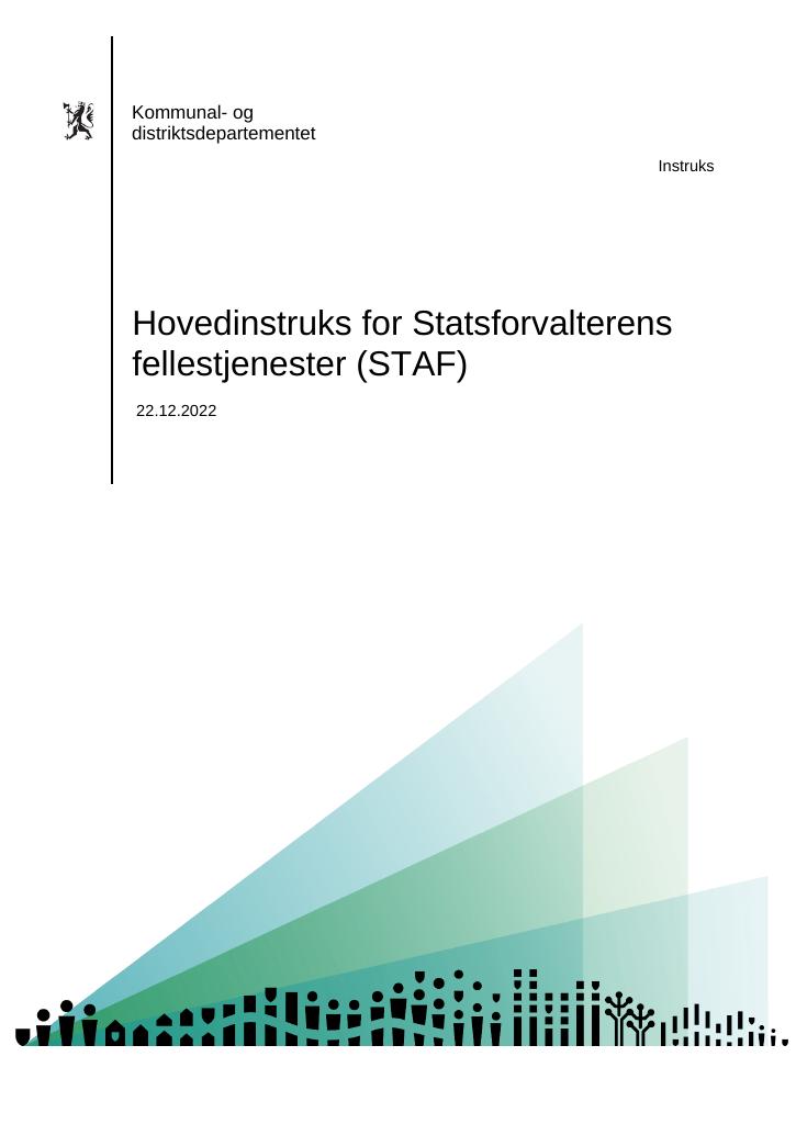 Forsiden av dokumentet Hovedinstruks Statsforvalterens fellestjenester 2023