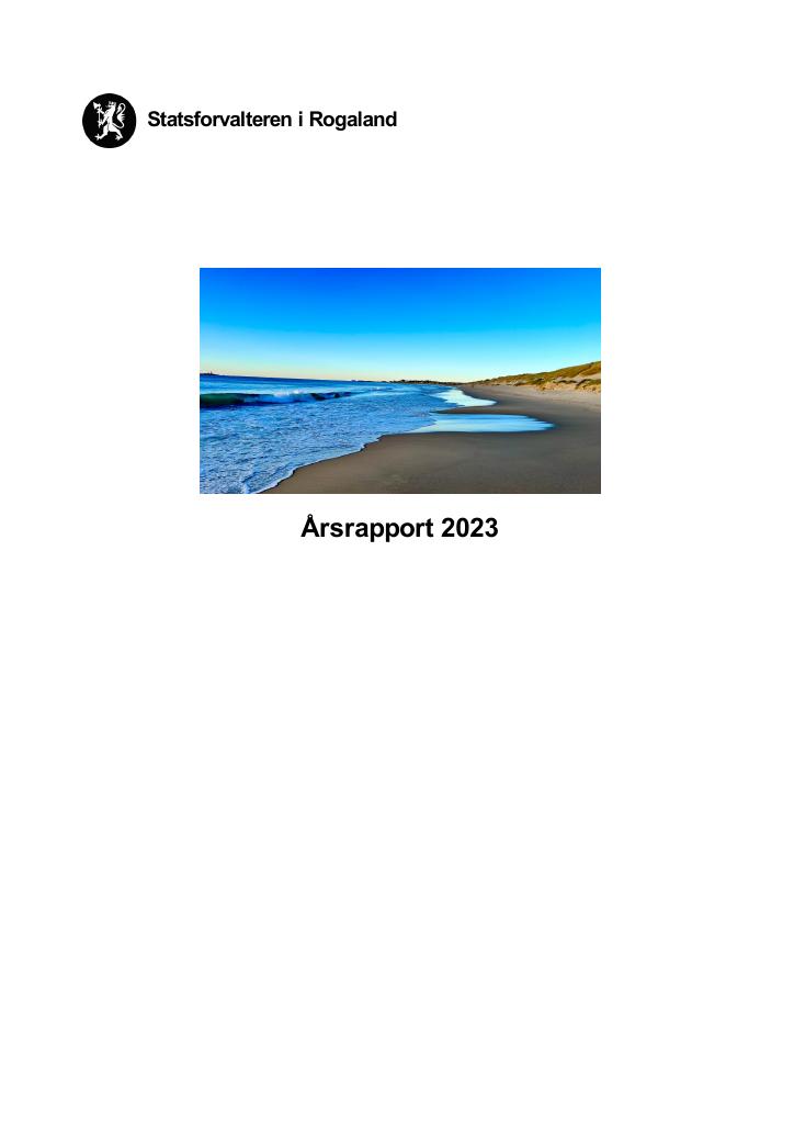 Forsiden av dokumentet Årsrapport Statsforvalteren i Rogaland 2023