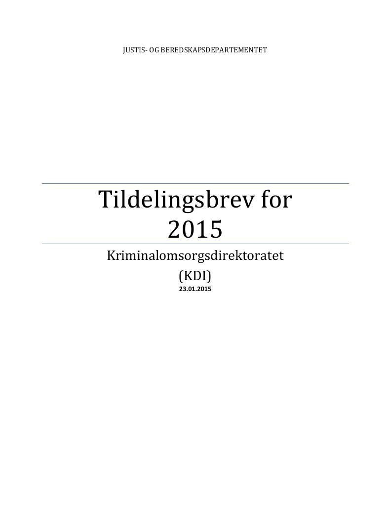 Forsiden av dokumentet Tildelingsbrev (PDF)