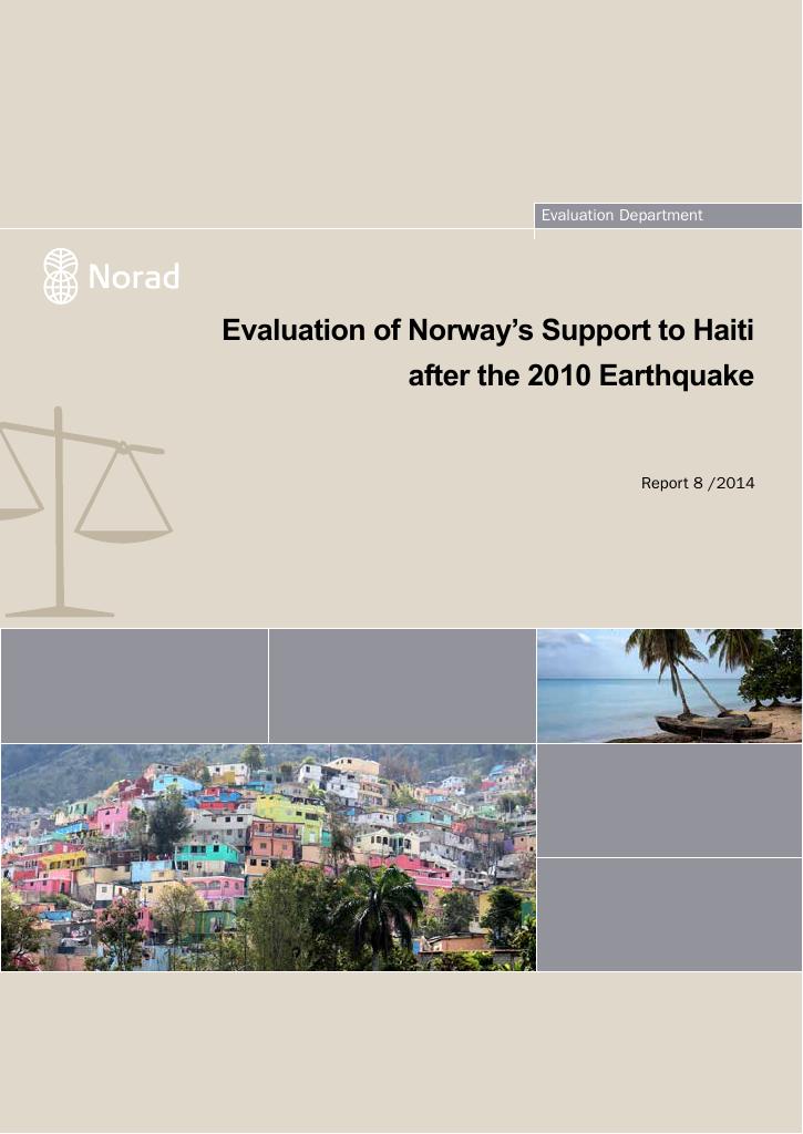Forsiden av dokumentet Evaluation of Norway's Support to Haiti after the 2010 Earthquake