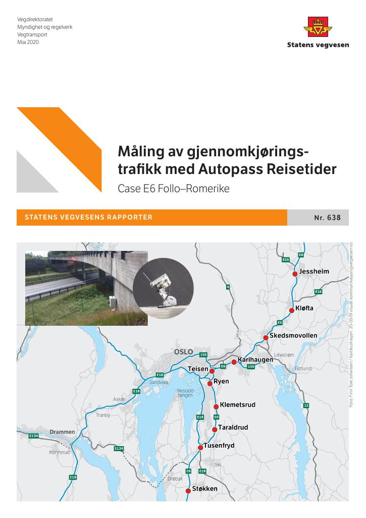 Forsiden av dokumentet Måling av gjennomkjøringstrafikk med Autopass Reisetider