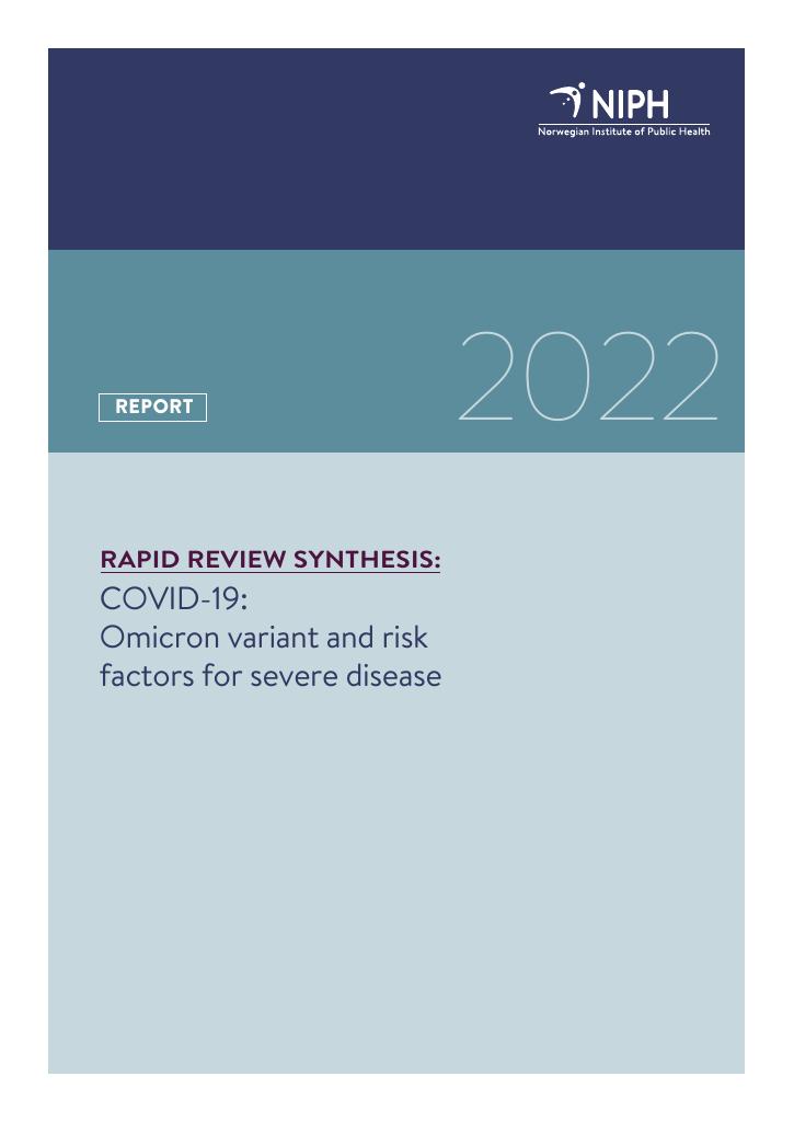 Forsiden av dokumentet COVID-19: Omicron variant and risk factors for severe disease