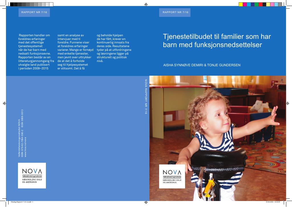 Forsiden av dokumentet Tjenestetilbudet til familier som har barn med funksjonsnedsettelser
